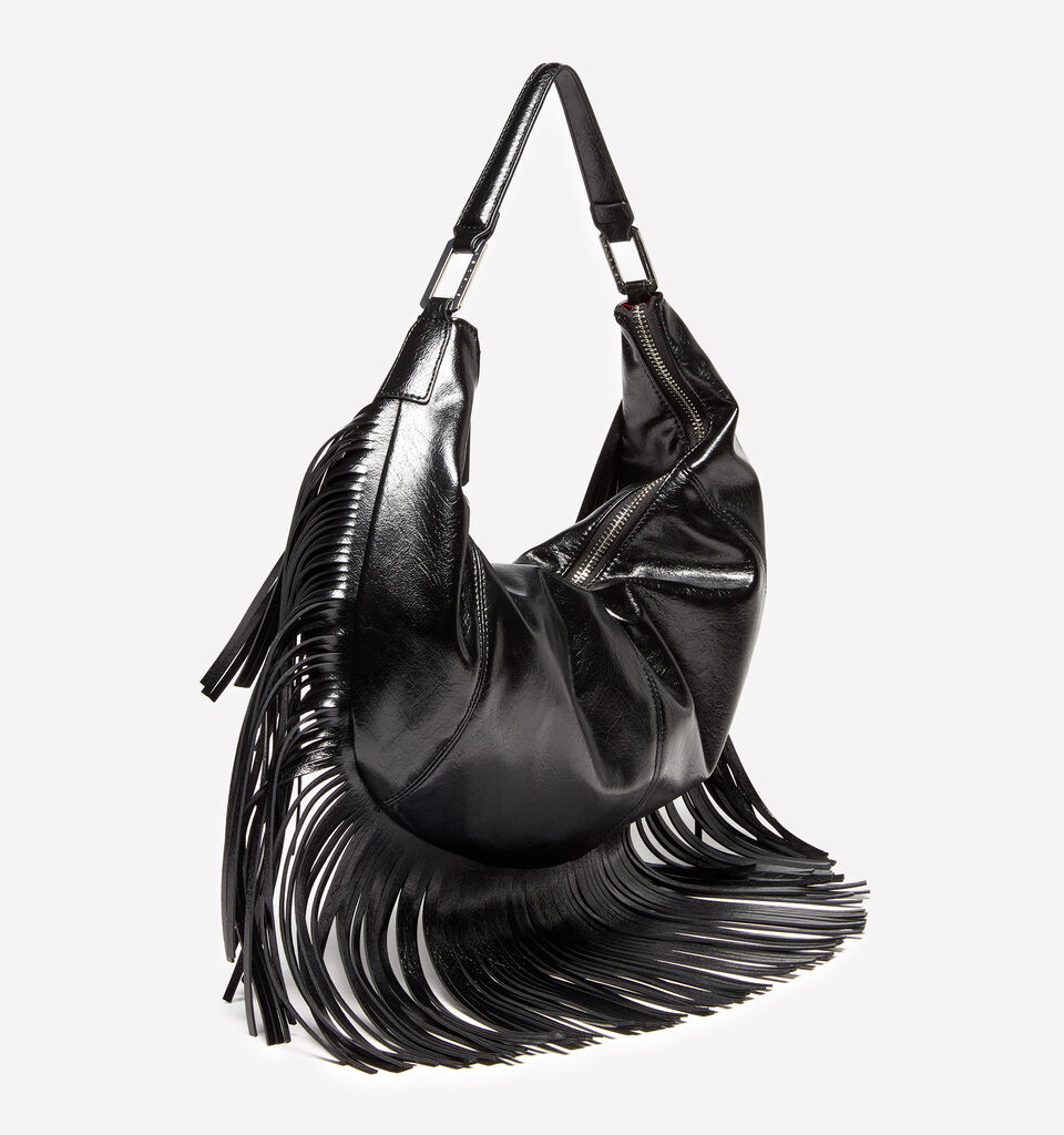 Sac bandoulière noir à franges - null - Noir | Sisley image number 2